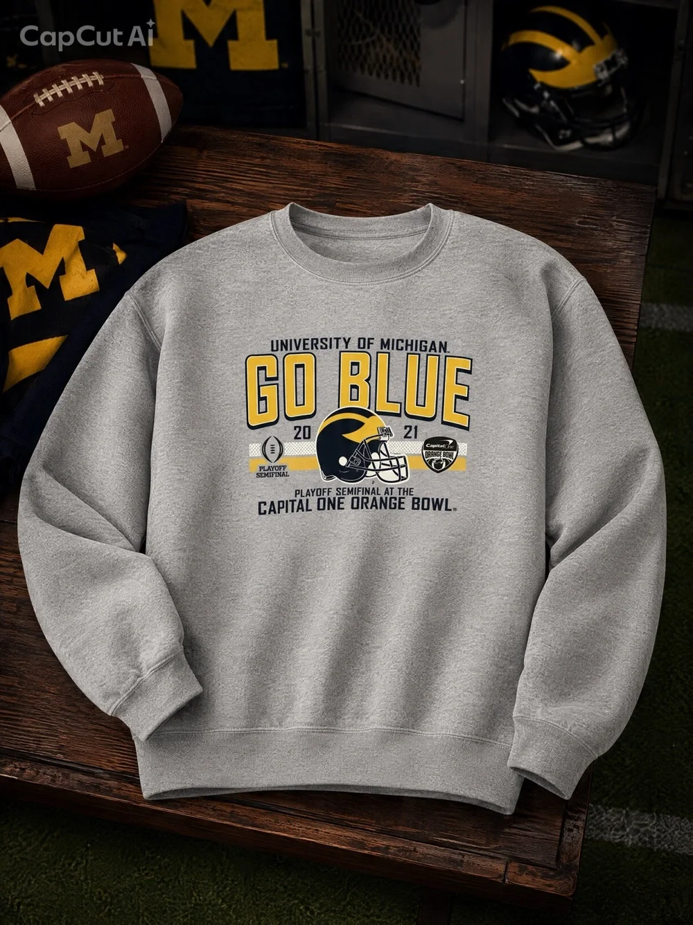 University of Michigan Go Blue Grey Crewneck Sweatshirt